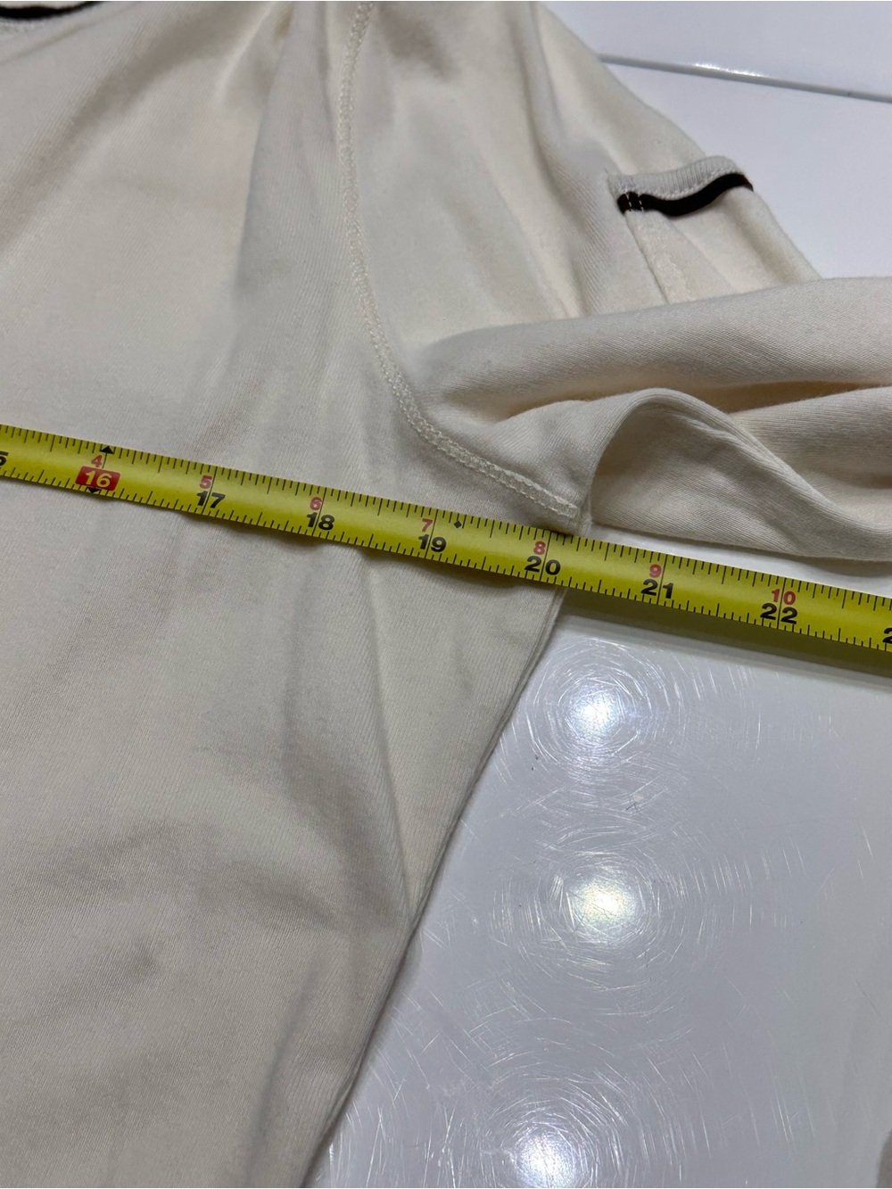 Lauren Jeans Co Ralph Lauren Cream Contrast Trim Henley Top XL Flaw - Picture 8 of 10